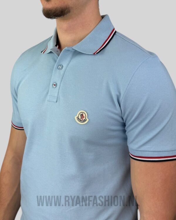 Moncler Logo Polo Shirt Light Blue - Afbeelding 3