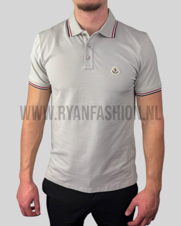 Moncler Logo Polo Shirt Light Grey