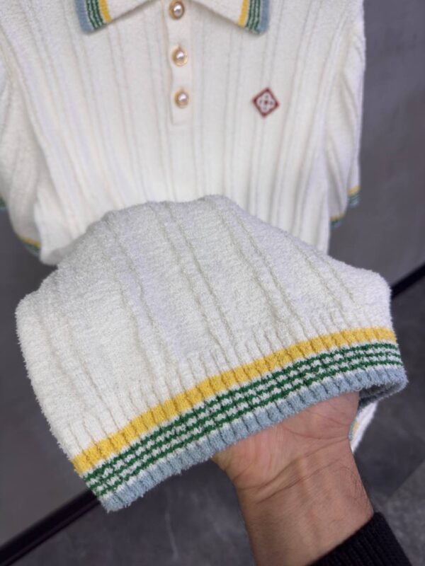 Casablanca Rib Boucle Polo Shirt White - Afbeelding 2