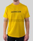 Moncler Rubberized Logo Cotton T-Shirt Yellow