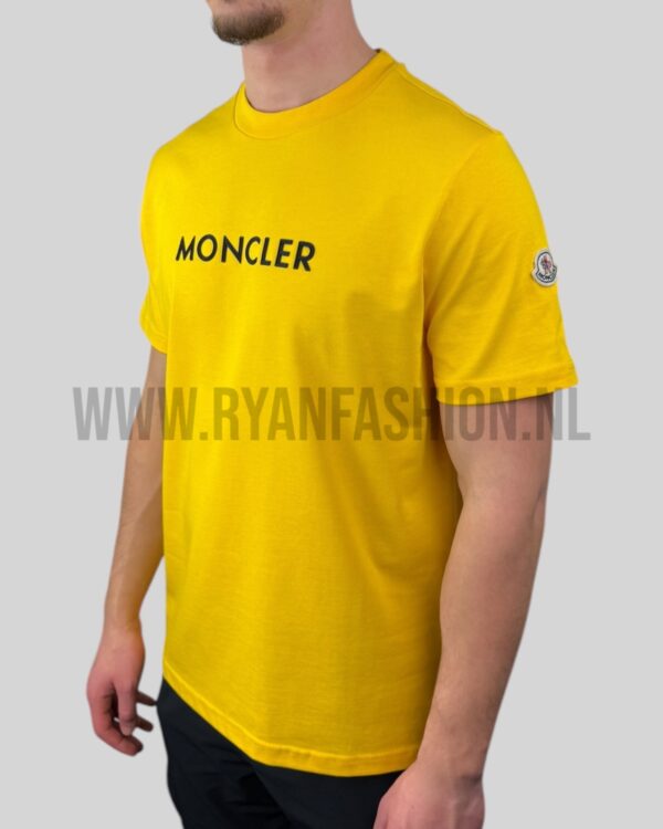 Moncler Rubberized Logo Cotton T-Shirt Yellow - Afbeelding 2