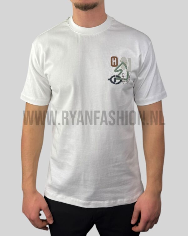 Hermes ''H Puzzle'' T-Shirt with Leather White
