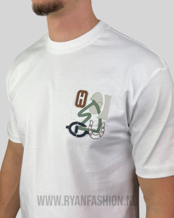Hermes ''H Puzzle'' T-Shirt with Leather White - Afbeelding 3