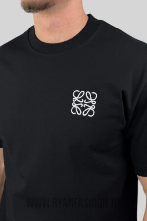 Loewe Anagram Geborduurd Logo T-Shirt Zwart