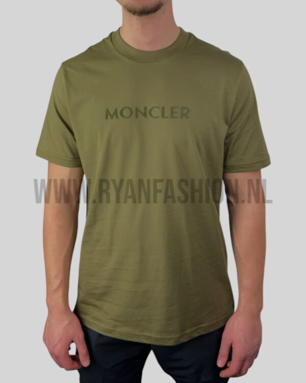 Moncler Rubberized Logo Cotton T-Shirt Olive Green