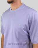 AMI Paris Tonal Heart Embroidered T-Shirt Lilac