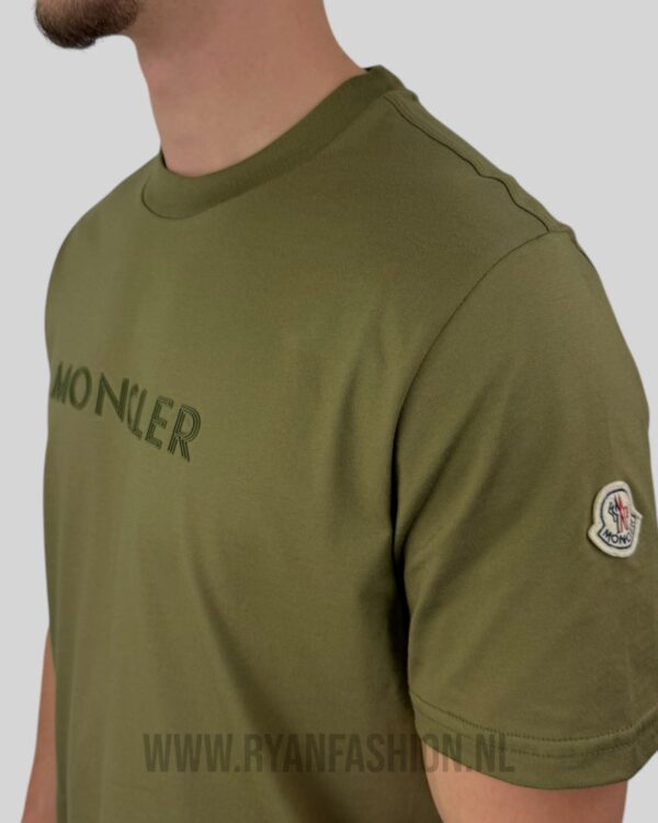 Moncler Rubberized Logo Cotton T-Shirt Olive Green - Afbeelding 3