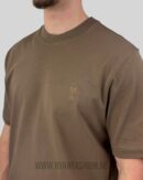 AMI Paris Tonal Heart Embroidered T-Shirt Brown
