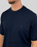 AMI Paris Tonal Heart Embroidered T-Shirt Navy