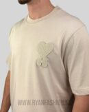 AMI Embossed Heart Logo T-Shirt Beige