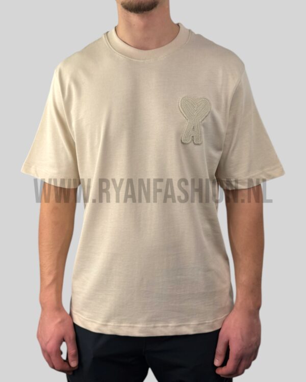AMI Embossed Heart Logo T-Shirt Beige