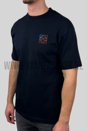 Loewe Anagram Geborduurd Logo T-Shirt Navy Blue