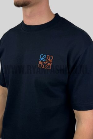 Loewe Anagram Geborduurd Logo T-Shirt Navy Blue