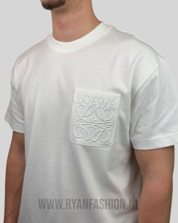 Loewe Embroidered Pocket Logo T-Shirt White - Afbeelding 3
