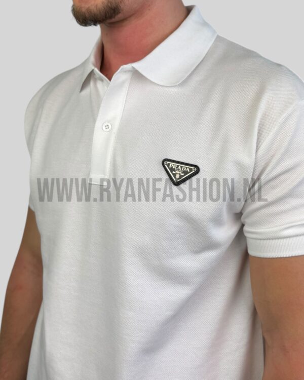 Prada Cotton Polo Shirt White - Afbeelding 3