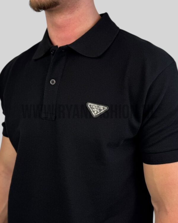 Prada Cotton Polo Shirt Zwart - Afbeelding 3