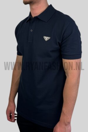 Prada Cotton Polo Shirt Navy Blue
