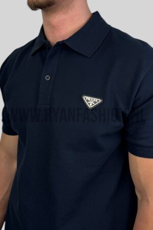 Prada Cotton Polo Shirt Navy Blue