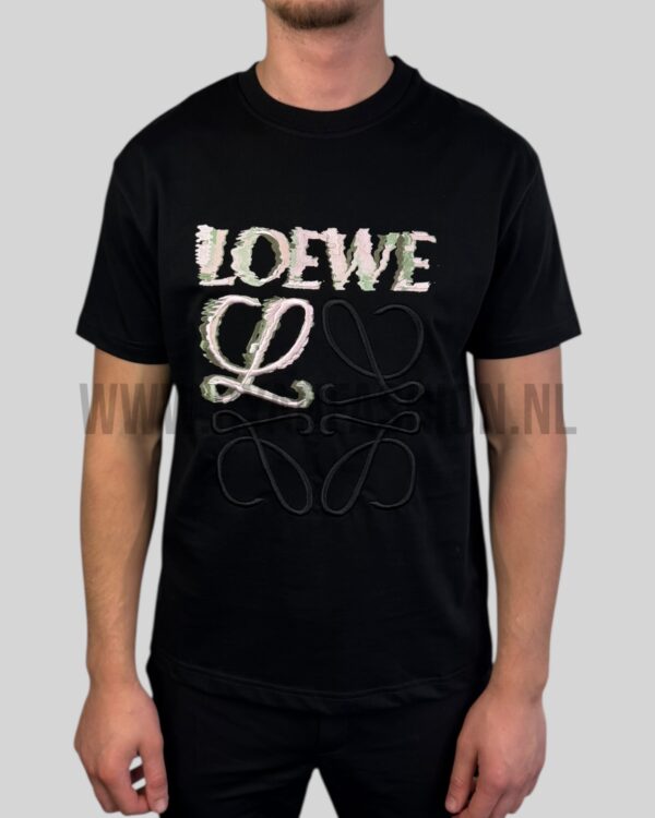 Loewe Flowers Logo Cotton T-Shirt Black