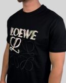 Loewe Flowers Logo Cotton T-Shirt Black