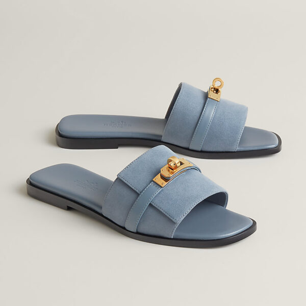 Hermes Giulia Sandal Bleu Grignon