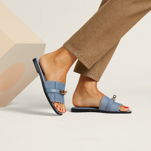 Hermes Giulia Sandal Bleu Grignon - Afbeelding 5