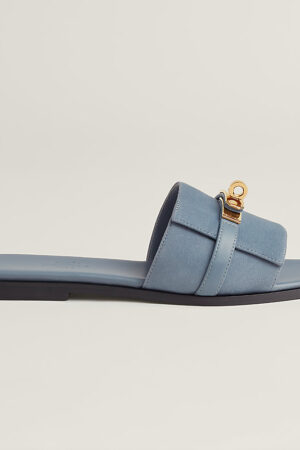 Hermes Giulia Sandal Bleu Grignon