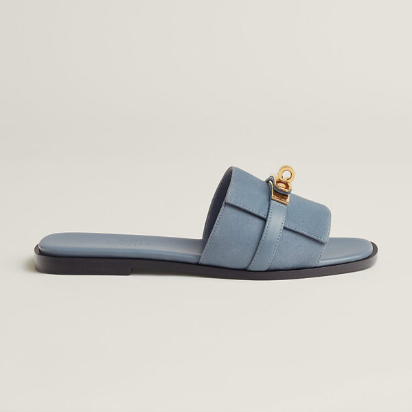 Hermes Giulia Sandal Bleu Grignon - Afbeelding 4