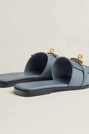 Hermes Giulia Sandal Bleu Grignon
