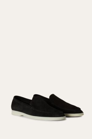Loro Piana Summerwalk Suede Loafers Black