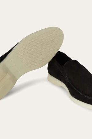 Loro Piana Summerwalk Suede Loafers Black