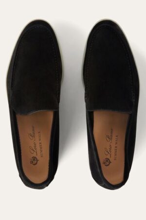 Loro Piana Summerwalk Suede Loafers Black