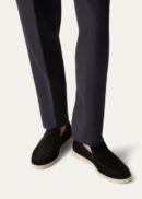 Loro Piana Summerwalk Suede Loafers Black