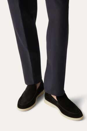 Loro Piana Summerwalk Suede Loafers Black