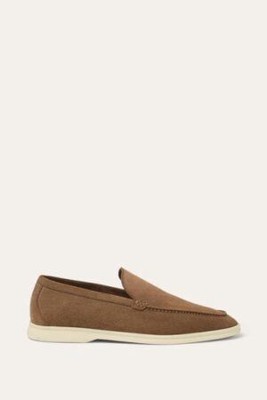 Loro Piana Summerwalk Suede Loafers Dusk Brown