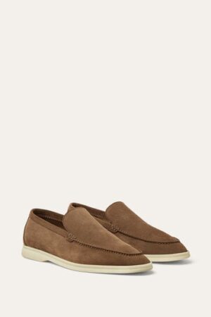 Loro Piana Summerwalk Suede Loafers Dusk Brown