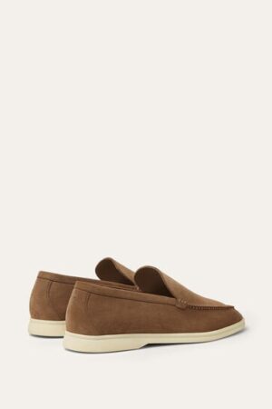 Loro Piana Summerwalk Suede Loafers Dusk Brown