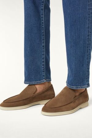 Loro Piana Summerwalk Suede Loafers Dusk Brown