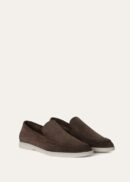Loro Piana Summerwalk Suede Loafers Dark Grey