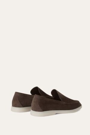 Loro Piana Summerwalk Suede Loafers Dark Grey