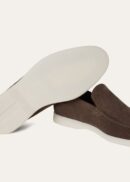 Loro Piana Summerwalk Suede Loafers Dark Grey