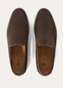 Loro Piana Summerwalk Suede Loafers Dark Grey
