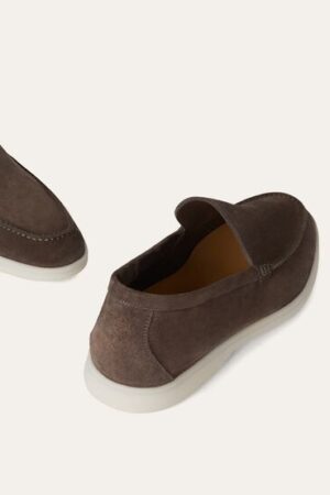 Loro Piana Summerwalk Suede Loafers Dark Grey