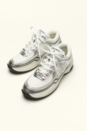 Chanel Sneakers White Silver