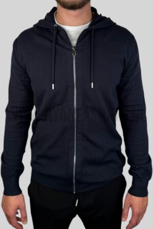 Hermes Cashmere ''Maillon Chaine d'Ancre'' Hooded Vest Navy Blue