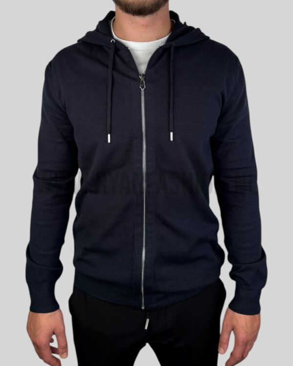 Hermes Cashmere ''Maillon Chaine d'Ancre'' Hooded Vest Navy Blue