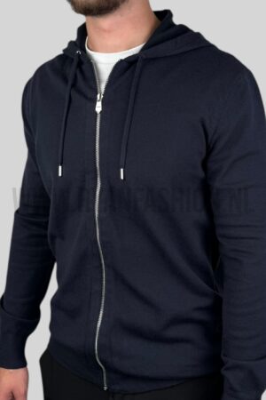 Hermes Cashmere ''Maillon Chaine d'Ancre'' Hooded Vest Navy Blue