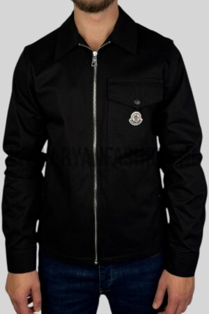 Moncler Cotton Gabardine Zip-Up Shirt Jacket Black