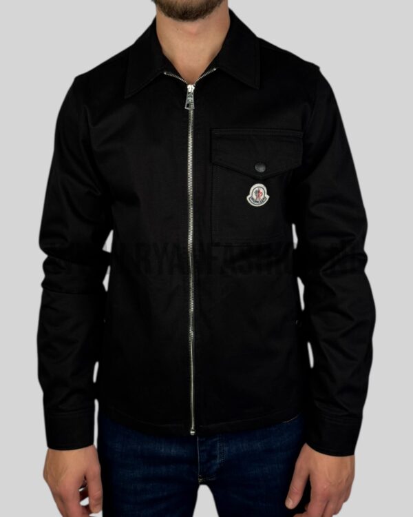Moncler Cotton Gabardine Zip-Up Shirt Jacket Black