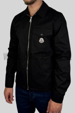 Moncler Cotton Gabardine Zip-Up Shirt Jacket Black